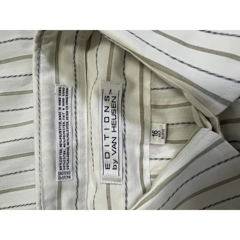 Editions by Van Heusen Shirt Mens Multicolor Striped Short Sleeve size 16 - Picture 6 of 7